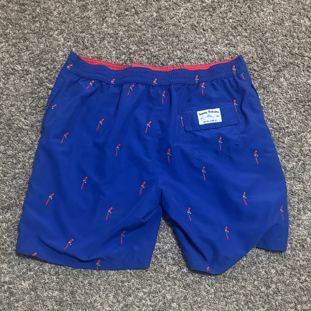 Blue Parrot Print Swim Shorts